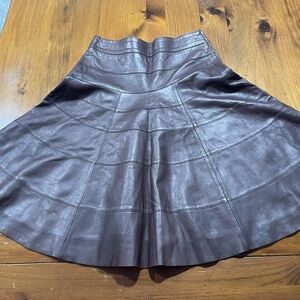Whet Blu Nyc Vintage Y2K Womens Brown Polish Sheep Leather Swing Skirt Size 4